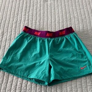 Nike Women's Teal and Purple Athletic Shorts